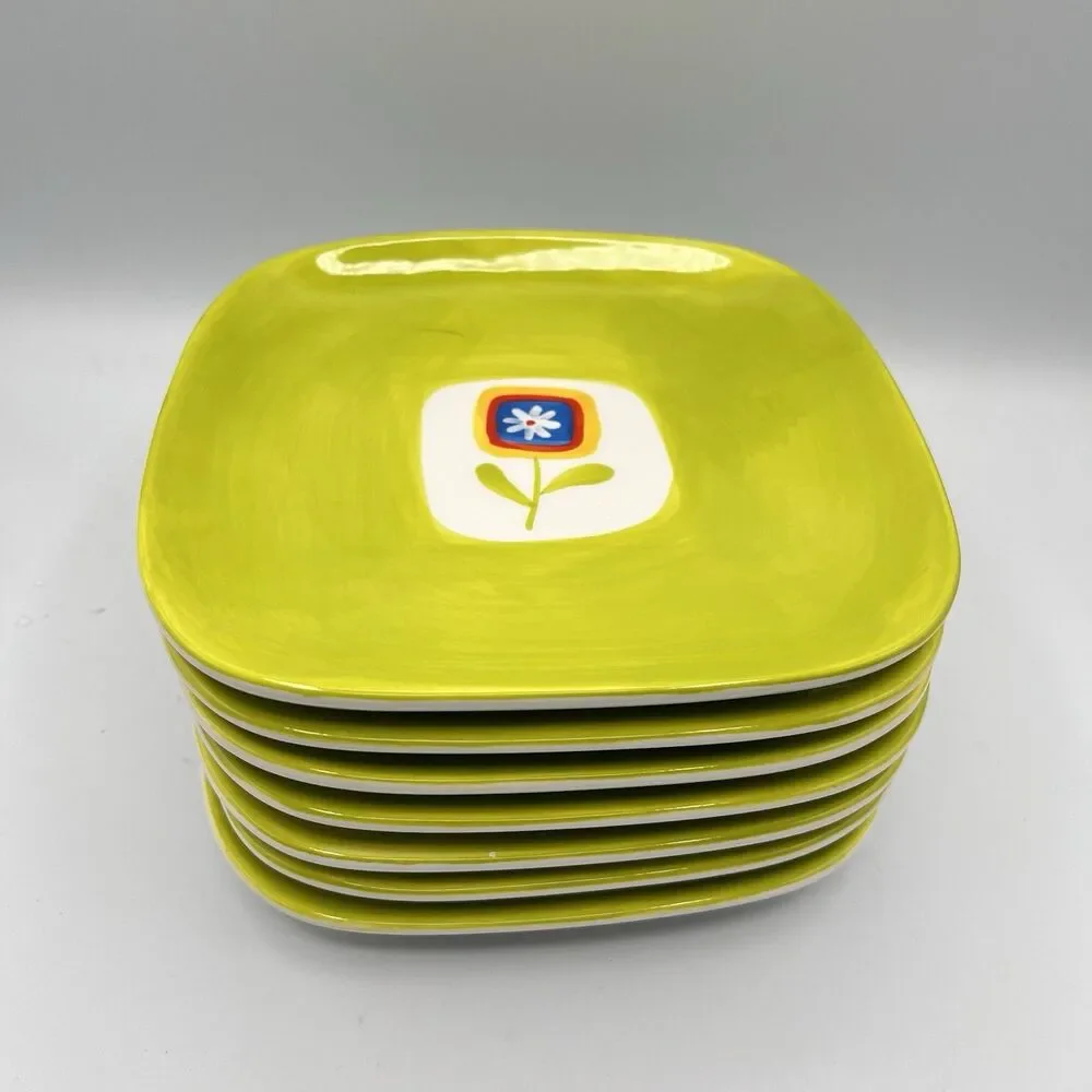 Winston Porter Borgeo Plates Set Of 7 - Green